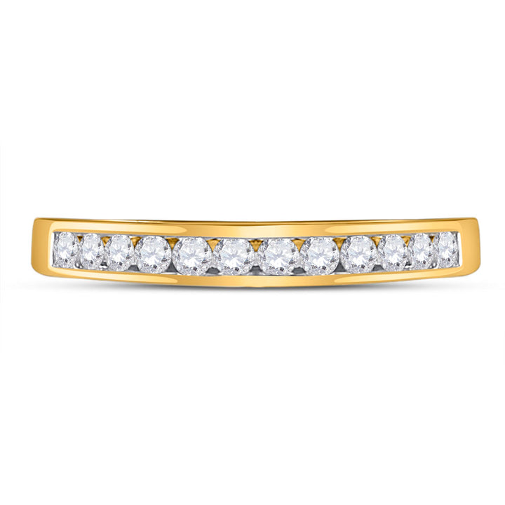 14kt Yellow Gold Womens Round Channel-set Diamond Single Row Wedding Band 1/4 Cttw 7 Daisy Joyeria