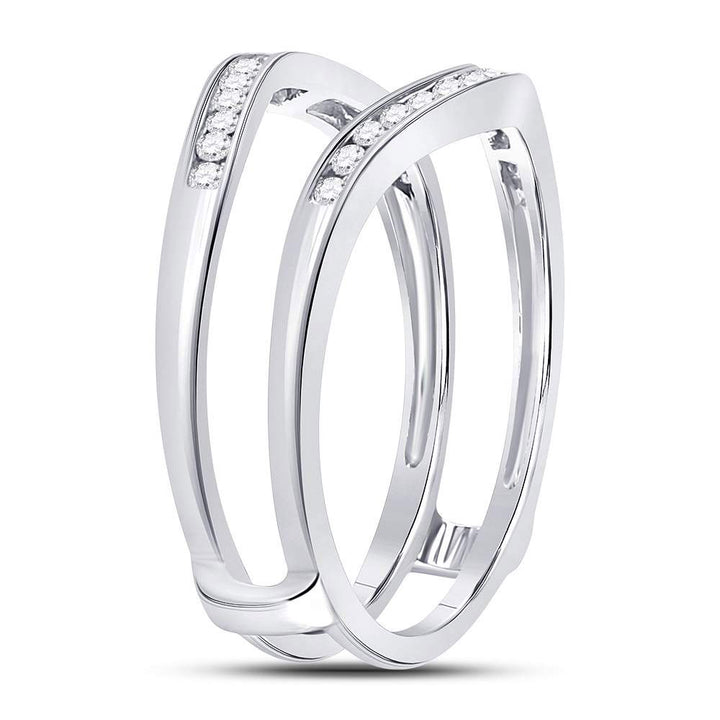 14kt White Gold Womens Round Diamond Ring Guard Wrap Solitaire Enhancer 1/4 Cttw 7 Daisy Joyeria
