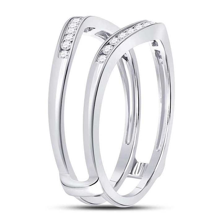 14kt White Gold Womens Round Diamond Ring Guard Wrap Solitaire Enhancer 1/4 Cttw 7 Daisy Joyeria