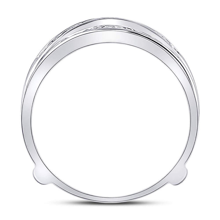 14kt White Gold Womens Round Diamond Ring Guard Wrap Solitaire Enhancer 1/4 Cttw 7 Daisy Joyeria