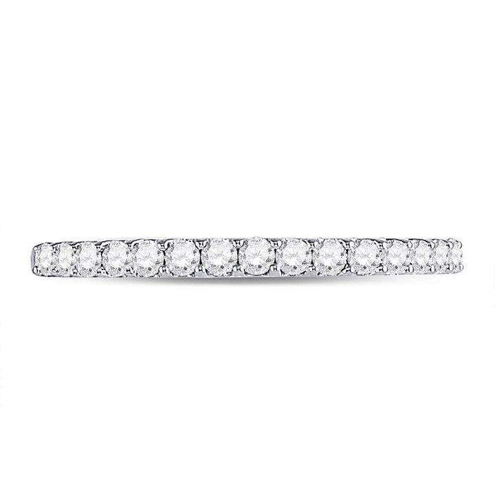14kt White Gold Womens Round Pave-set Diamond Single Row Wedding Band 1/4 Cttw 7 Daisy Joyeria