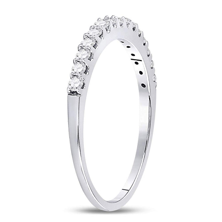 14kt White Gold Womens Round Pave-set Diamond Single Row Wedding Band 1/4 Cttw 7 Daisy Joyeria