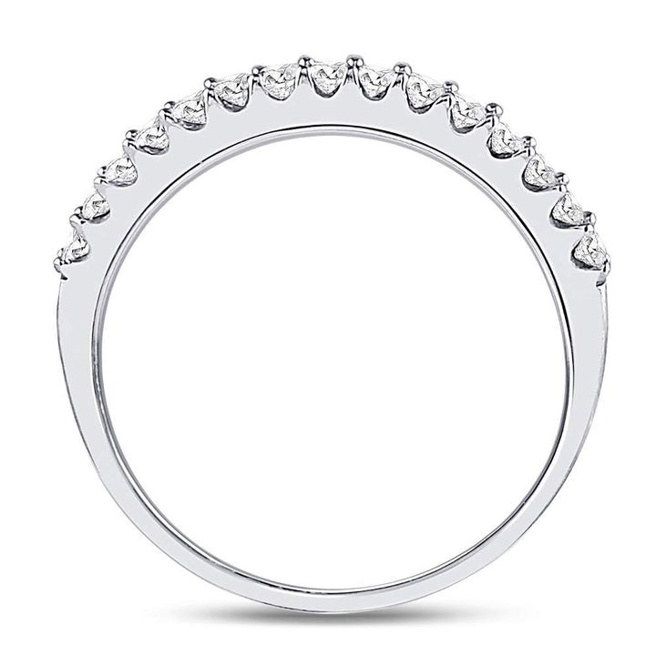 14kt White Gold Womens Round Pave-set Diamond Single Row Wedding Band 1/4 Cttw 7 Daisy Joyeria