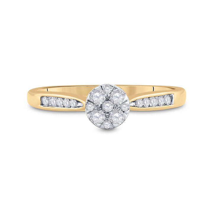 14kt Yellow Gold Womens Round Diamond Cluster Bridal Wedding Engagement Ring 1/4 Cttw 7 Daisy Joyeria