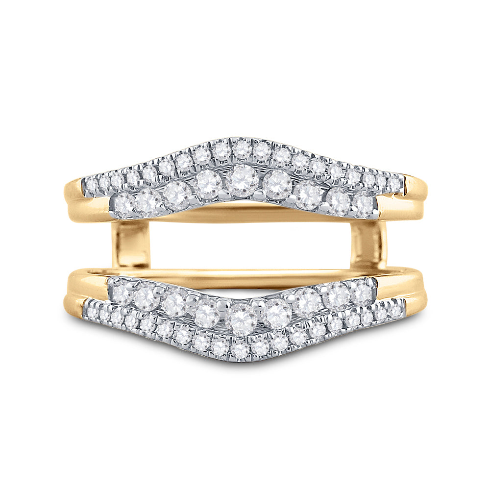 14kt Yellow Gold Womens Round Diamond Wrap Ring Guard Enhancer 1/2 Cttw 7 Daisy Joyeria