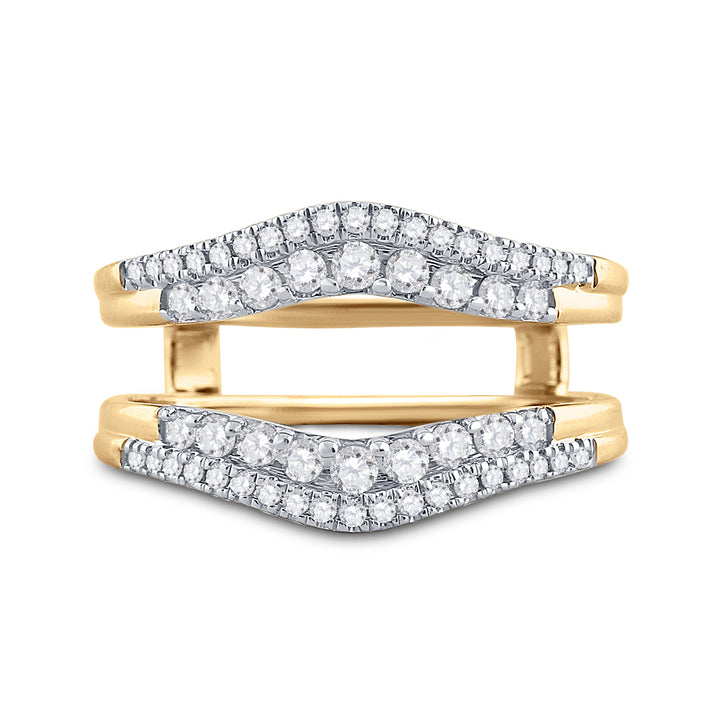 14kt Yellow Gold Womens Round Diamond Wrap Ring Guard Enhancer 1/2 Cttw 7 Daisy Joyeria