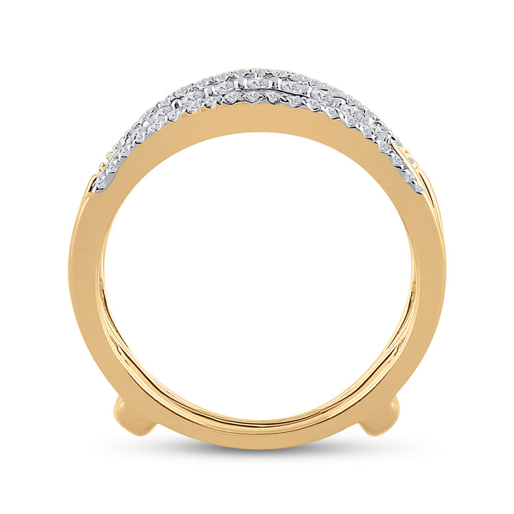 14kt Yellow Gold Womens Round Diamond Wrap Ring Guard Enhancer 1/2 Cttw 7 Daisy Joyeria