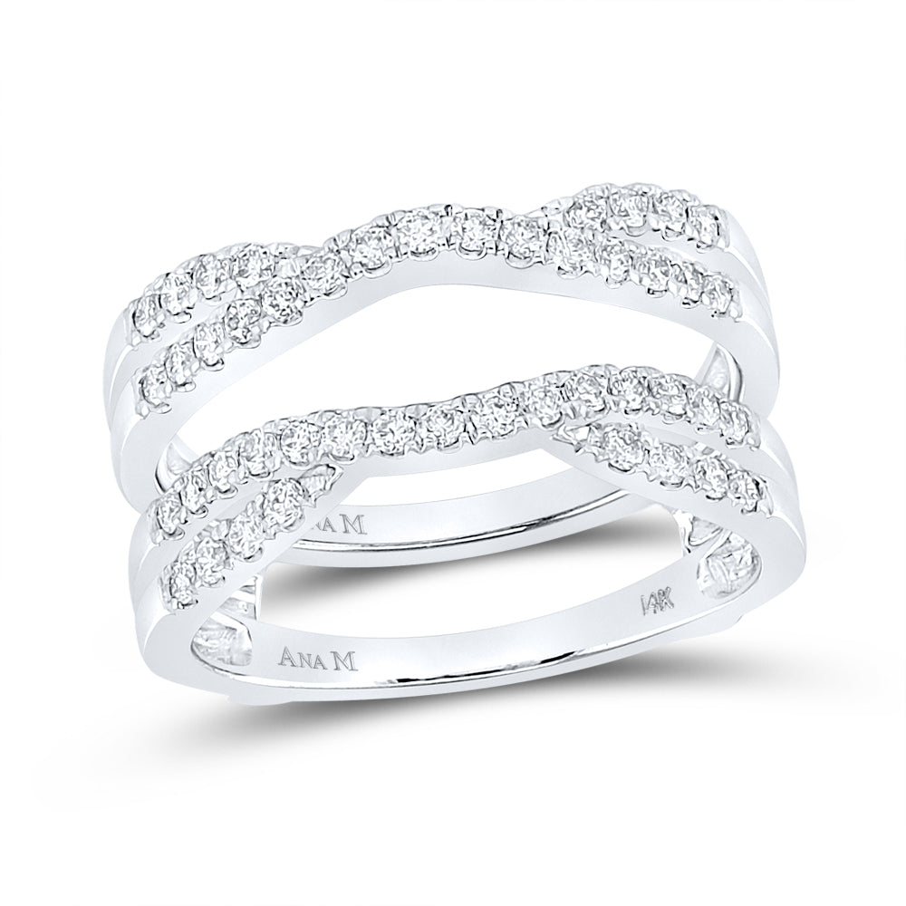 14kt White Gold Womens Round Diamond Wrap Ring Guard Enhancer 1/2 Cttw 7 Daisy Joyeria