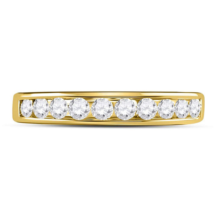 14kt Yellow Gold Womens Round Diamond Wedding Channel Set Band 1/2 Cttw 7 Daisy Joyeria
