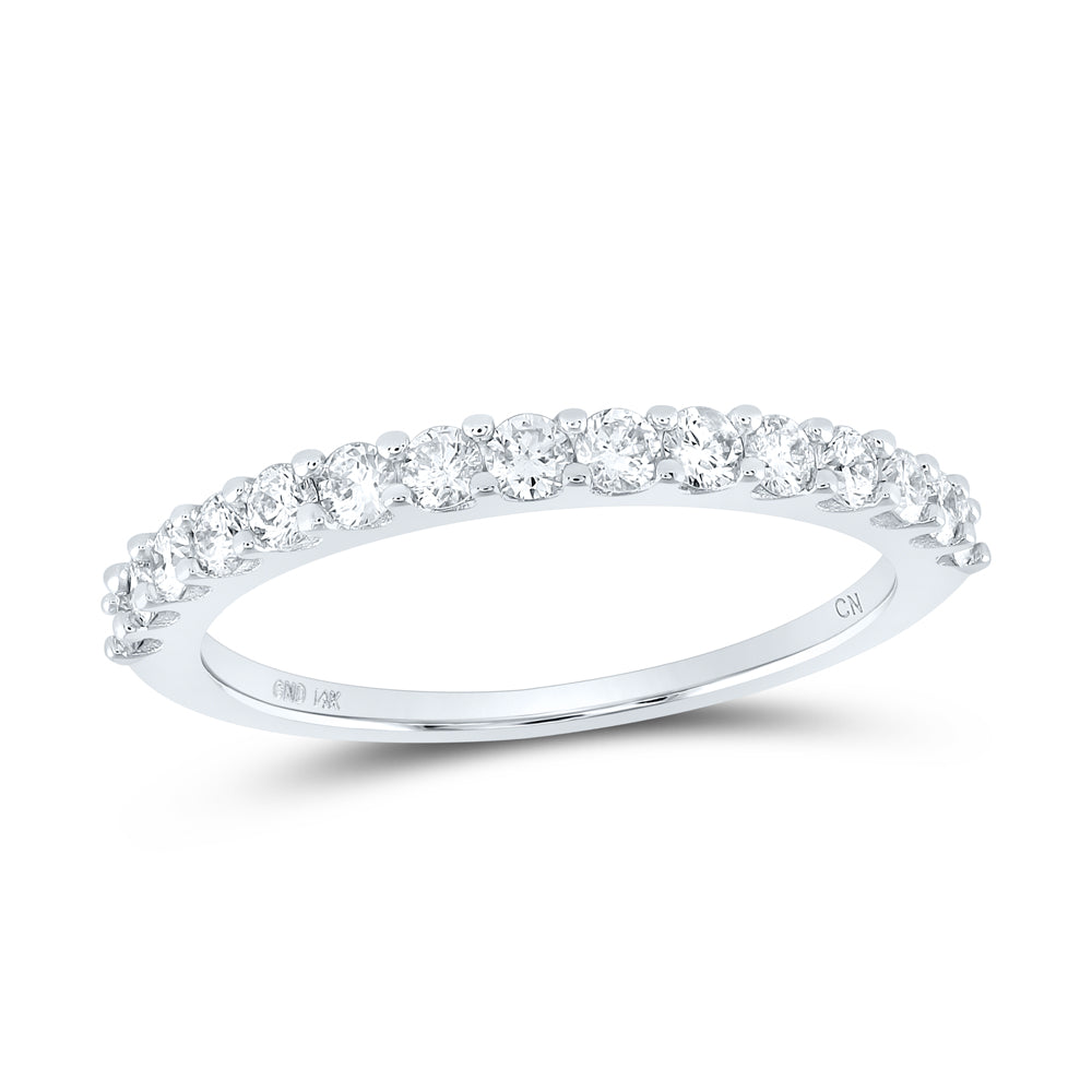 14kt White Gold Womens Round Diamond Wedding Anniversary Band 1/2 Cttw 7 Daisy Joyeria
