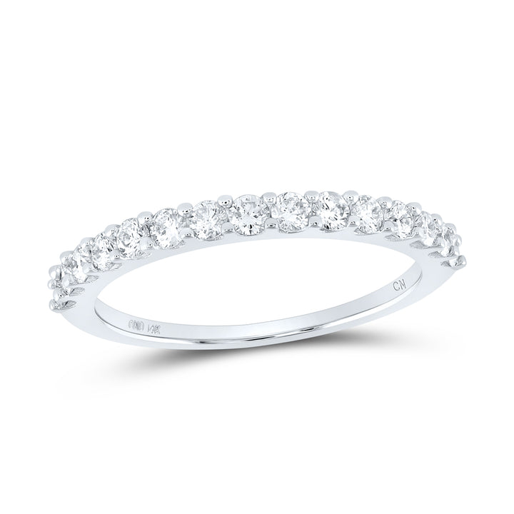 14kt White Gold Womens Round Diamond Wedding Anniversary Band 1/2 Cttw 7 Daisy Joyeria