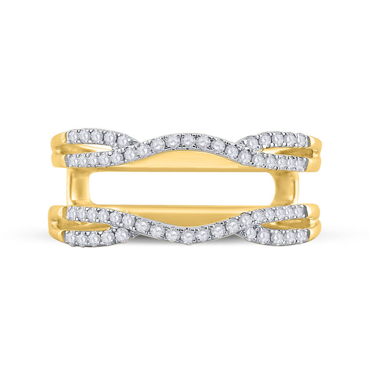 14kt Yellow Gold Womens Round Diamond Curved Wrap Ring Guard Enhancer 1/3 Cttw 7 Daisy Joyeria