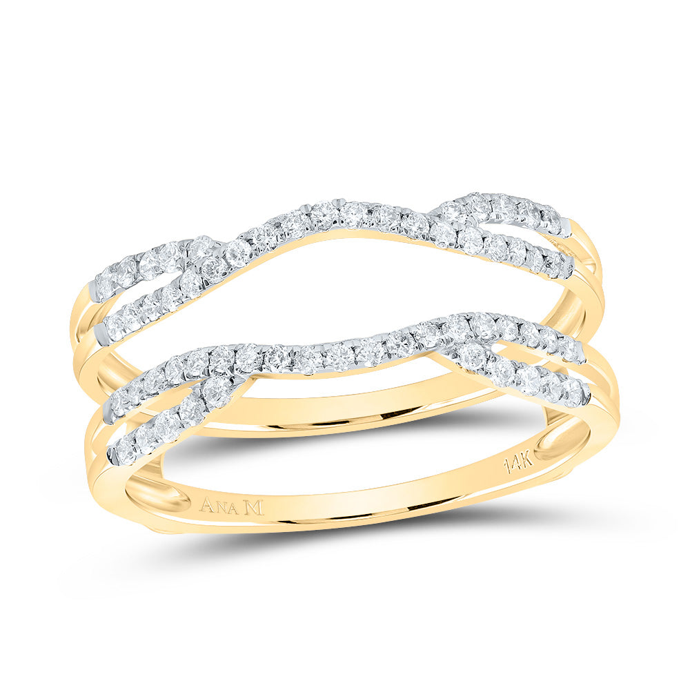 14kt Yellow Gold Womens Round Diamond Curved Wrap Ring Guard Enhancer 1/3 Cttw 7 Daisy Joyeria