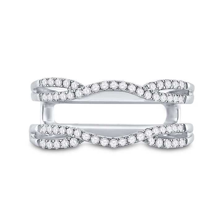 14kt White Gold Womens Round Diamond Wrap Ring Guard Enhancer Wedding Band 1/3 Cttw 7 Daisy Joyeria