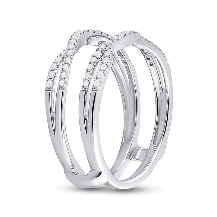 14kt White Gold Womens Round Diamond Wrap Ring Guard Enhancer Wedding Band 1/3 Cttw 7 Daisy Joyeria