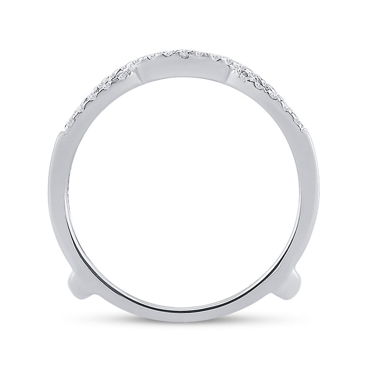 14kt White Gold Womens Round Diamond Wrap Ring Guard Enhancer Wedding Band 1/3 Cttw 7 Daisy Joyeria