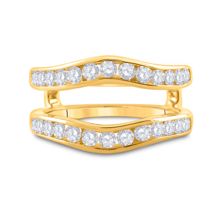 14kt Two-Tone Yellow Gold Womens Round Diamond Wrap Ring Guard Enhancer 1.00 Cttw 7 Daisy Joyeria