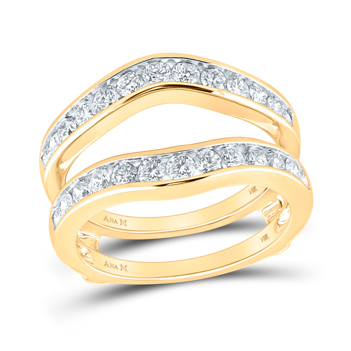 14kt Two-Tone Yellow Gold Womens Round Diamond Wrap Ring Guard Enhancer 1.00 Cttw 7 Daisy Joyeria