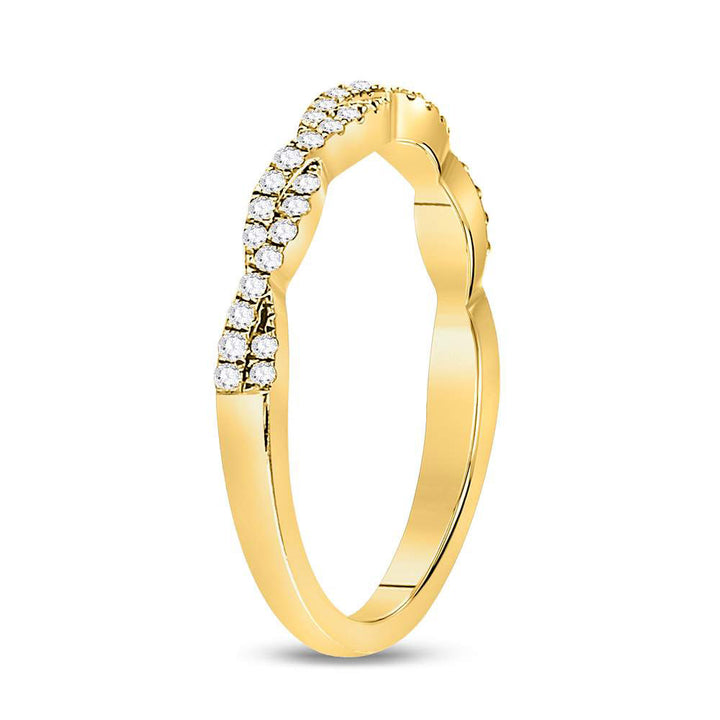10kt Yellow Gold Womens Round Diamond Twist Stackable Band Ring 1/4 Cttw 7 Daisy Joyeria