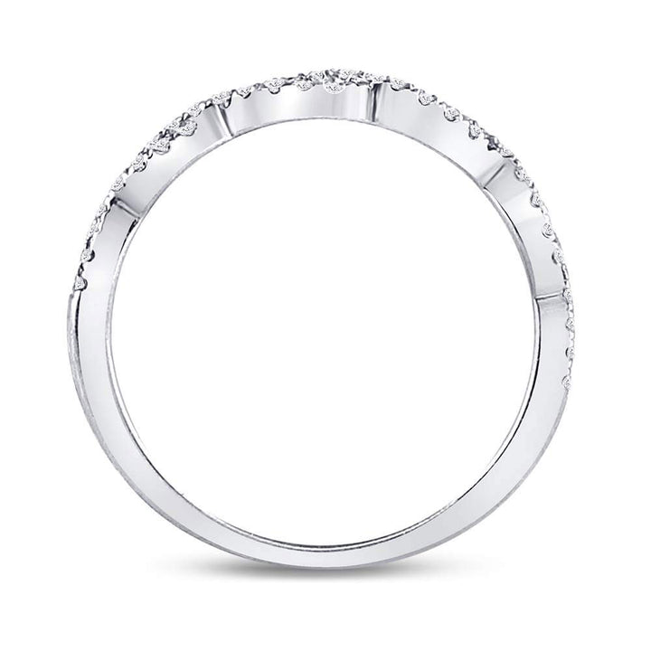 10kt White Gold Womens Round Diamond Woven Twist Stackable Band Ring 1/4 Cttw 7 Daisy Joyeria