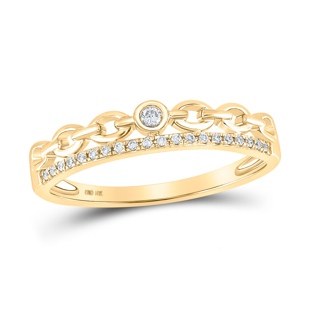 10kt Yellow Gold Womens Round Diamond Rolo Link Stackable Band Ring 1/12 Cttw 7 Daisy Joyeria
