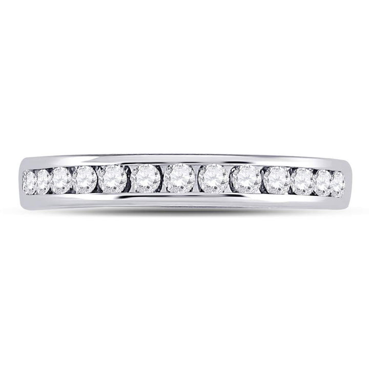 14kt White Gold Womens Round Diamond Single Row Channel-set Wedding Band 1/3 Cttw 7 Daisy Joyeria