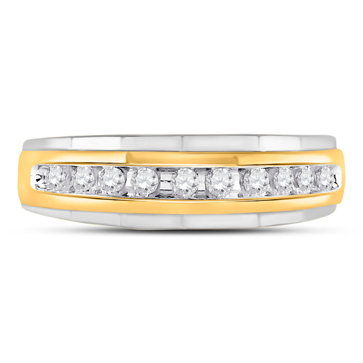 10kt Two-tone Gold Mens Round Diamond Wedding Channel Set Band Ring 1/4 Cttw 10 Daisy Joyeria