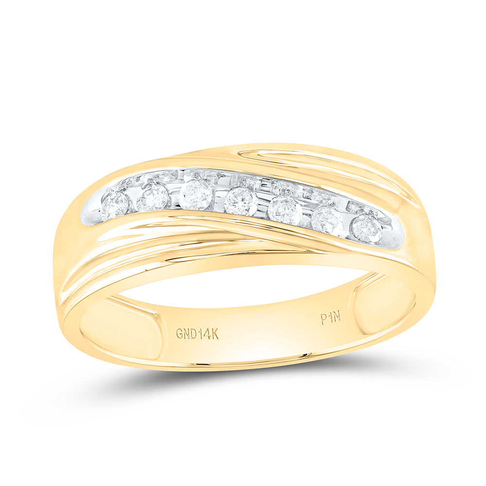 14kt Yellow Gold Mens Round Channel-set Diamond Wedding Anniversary Band Ring 1/4 Cttw 10 Daisy Joyeria