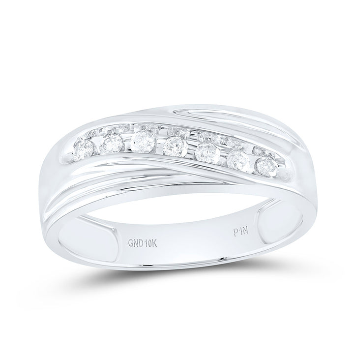 10kt White Gold Mens Round Channel-set Diamond Single Row Wedding Band Ring 1/4 Cttw 10 Daisy Joyeria