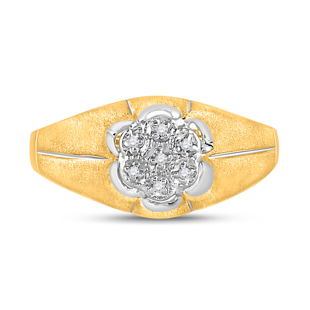 10kt Yellow Gold Mens Round Diamond Cluster Ring .02 Cttw 10 Daisy Joyeria
