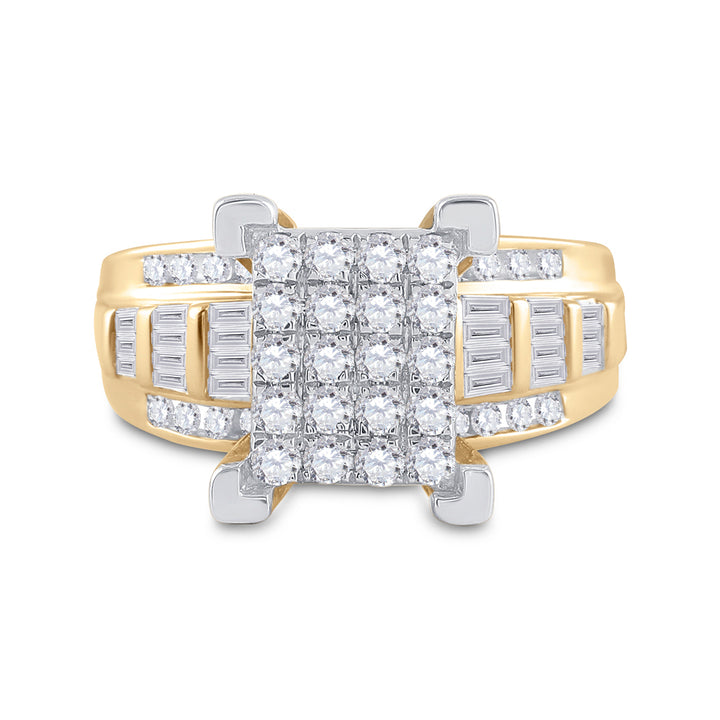 10kt Yellow Gold Womens Round Diamond Cindys Dream Cluster Bridal Wedding Engagement Ring 7/8 Cttw 7 Daisy Joyeria