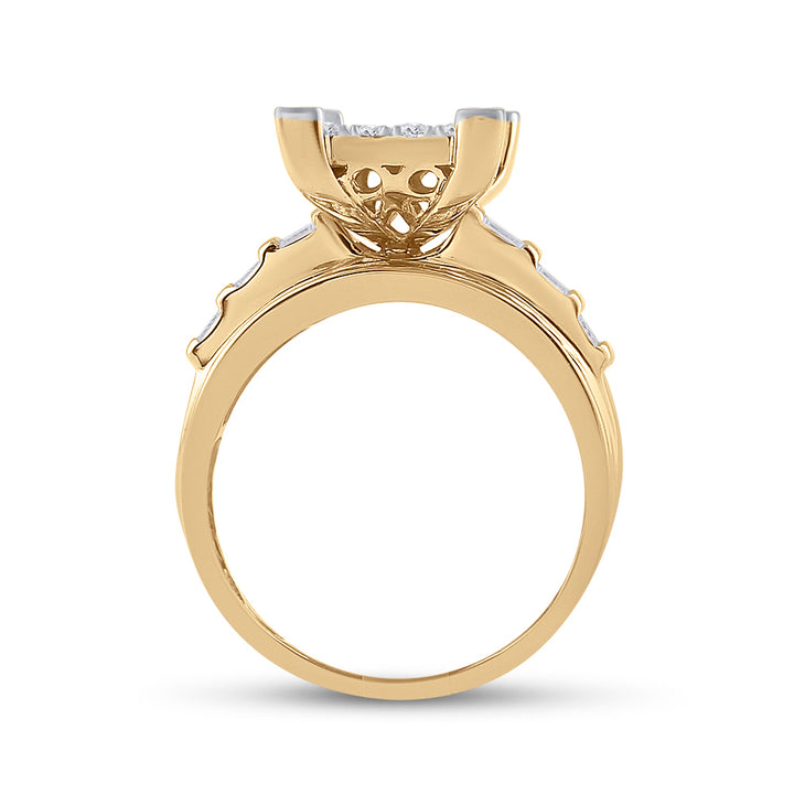 10kt Yellow Gold Womens Round Diamond Cindys Dream Cluster Bridal Wedding Engagement Ring 7/8 Cttw 7 Daisy Joyeria