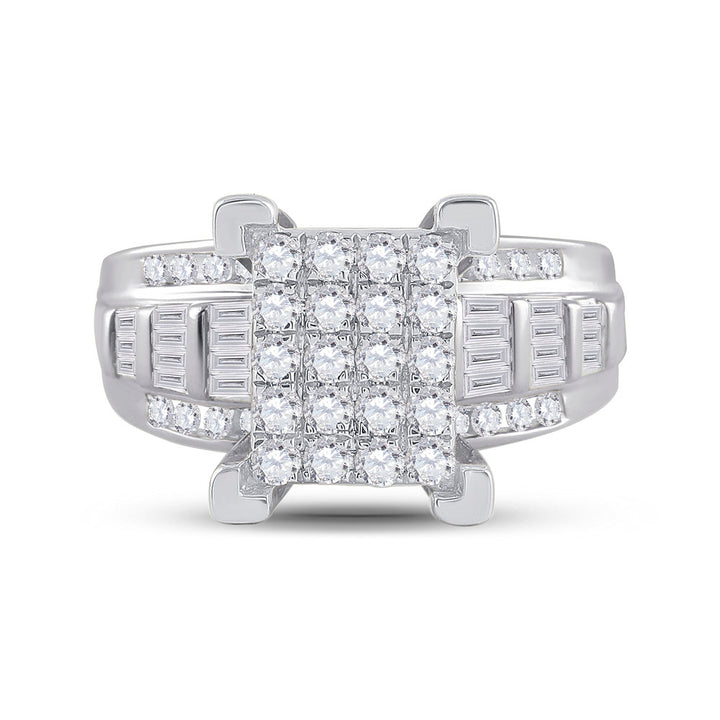 10kt White Gold Womens Round Diamond Cindys Dream Cluster Bridal Wedding Engagement Ring 7/8 Cttw 7 Daisy Joyeria