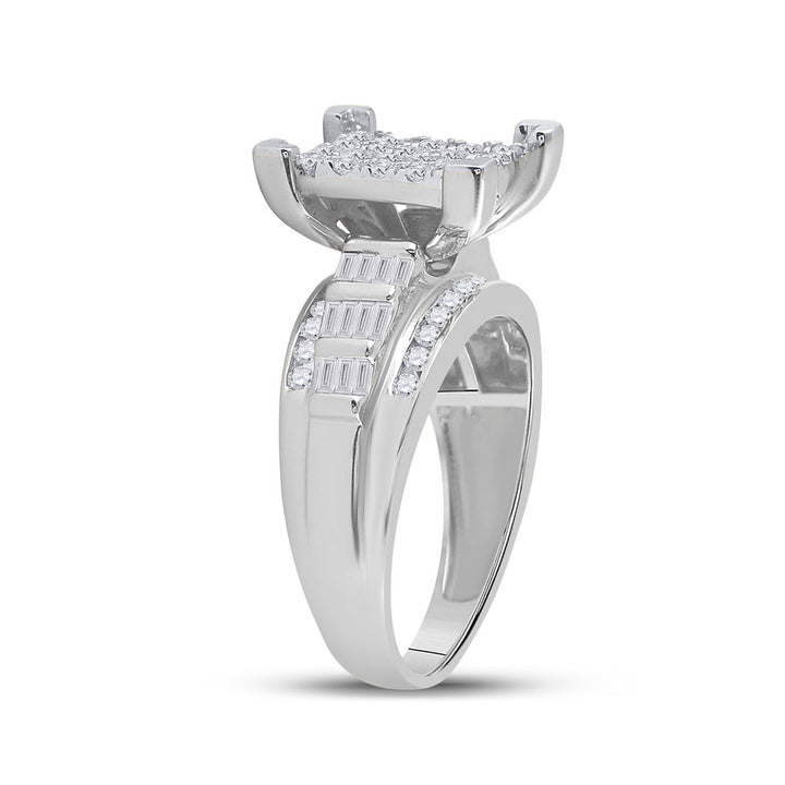 10kt White Gold Womens Round Diamond Cindys Dream Cluster Bridal Wedding Engagement Ring 7/8 Cttw 7 Daisy Joyeria