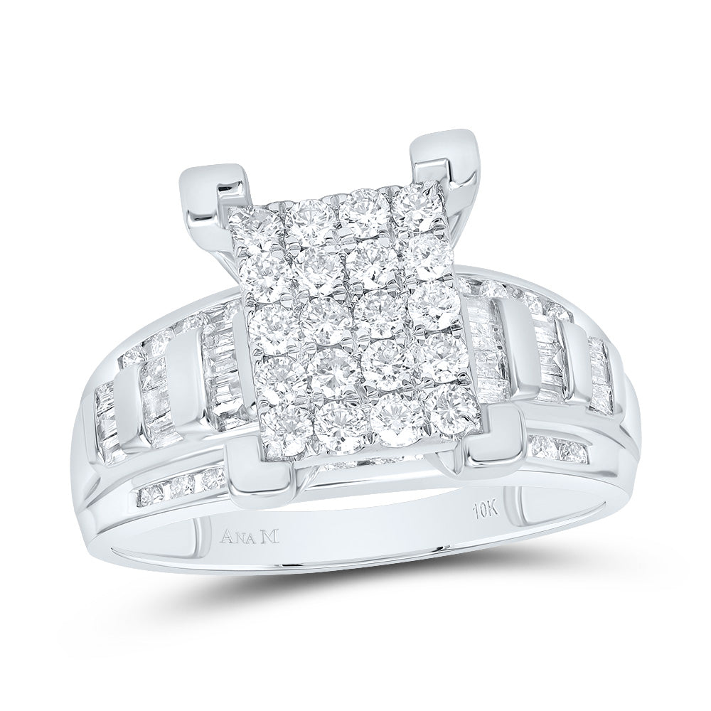 10kt White Gold Womens Round Diamond Cindys Dream Cluster Bridal Wedding Engagement Ring 7/8 Cttw - Size 9 9 Daisy Joyeria