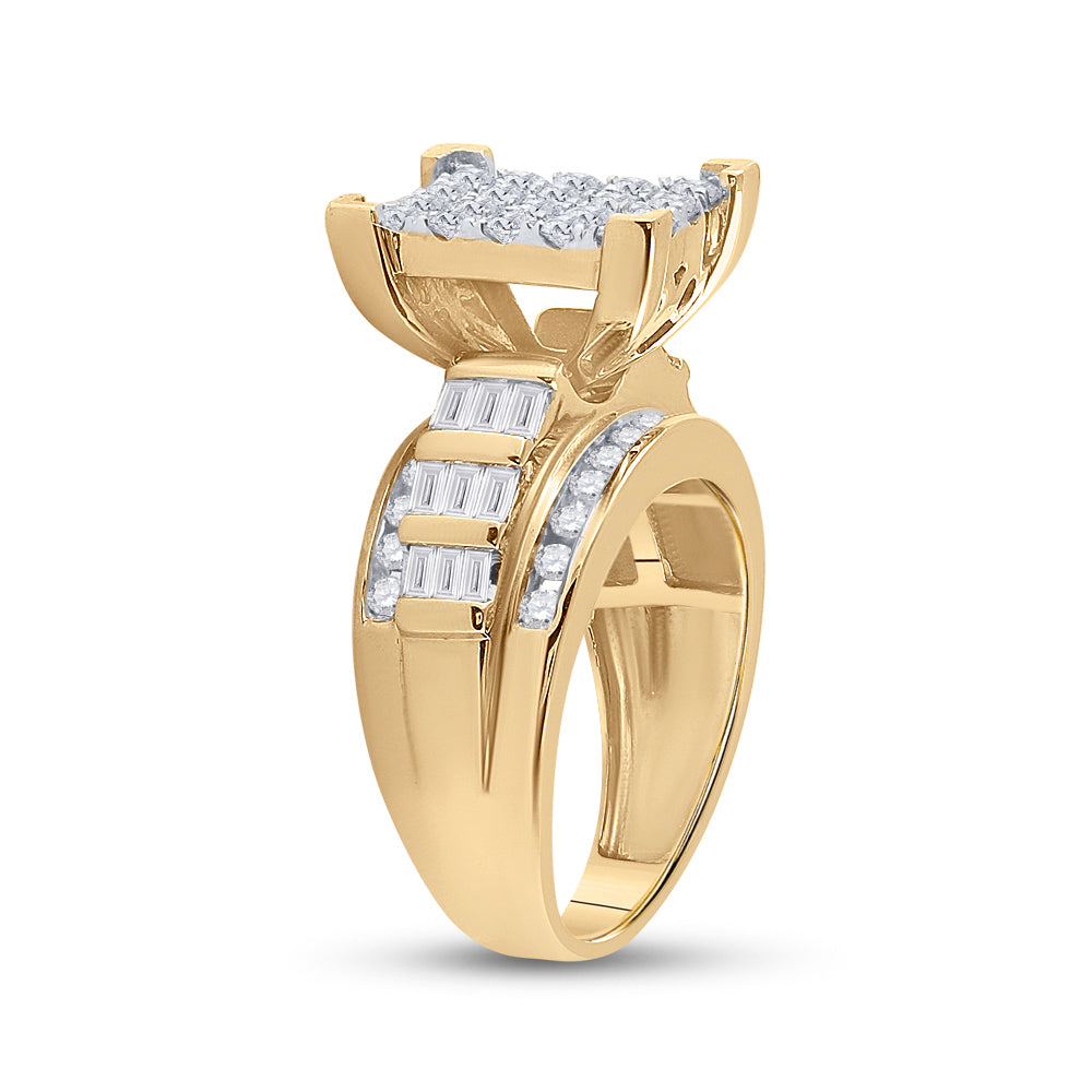 10kt Yellow Gold Womens Round Diamond Cindys Dream Cluster Bridal Wedding Engagement Ring 1-1/2 Cttw 7 Daisy Joyeria