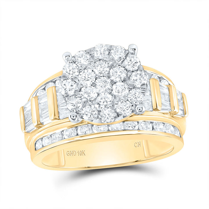 10kt Yellow Gold Womens Round Diamond Cindys Dream Cluster Bridal Wedding Engagement Ring 2.00 Cttw 7 Daisy Joyeria