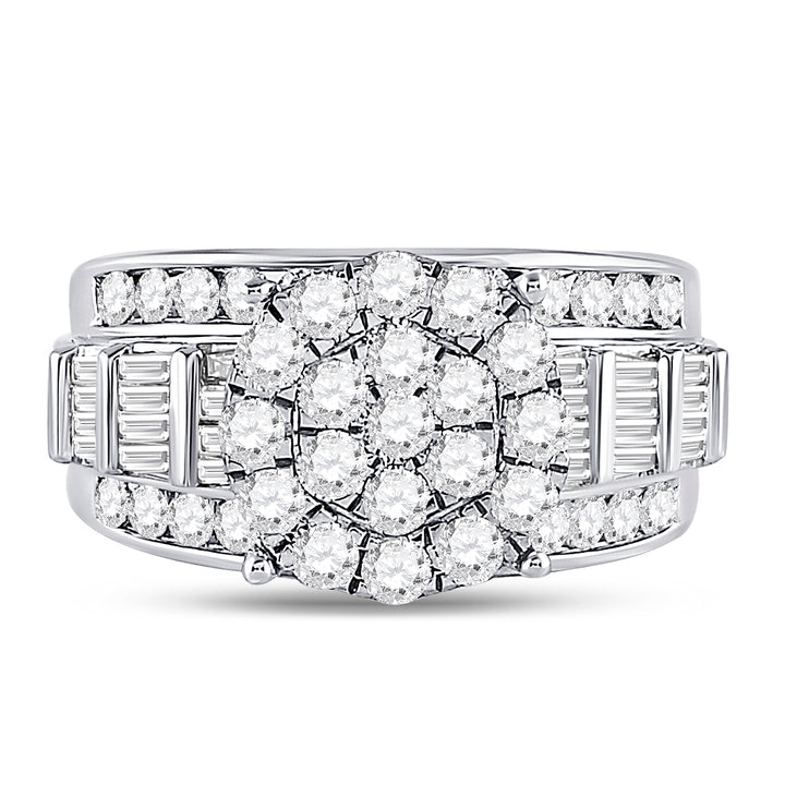 10kt White Gold Womens Round Diamond Cluster Bridal Wedding Engagement Ring 2.00 Cttw 7 Daisy Joyeria