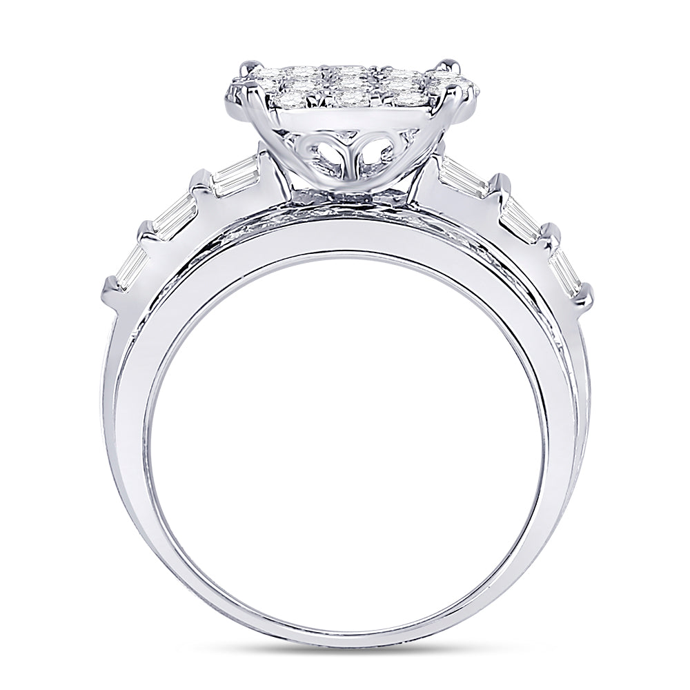 10kt White Gold Womens Round Diamond Cluster Bridal Wedding Engagement Ring 2.00 Cttw 7 Daisy Joyeria