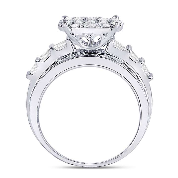10kt White Gold Womens Round Diamond Cluster Bridal Wedding Engagement Ring 2.00 Cttw 7 Daisy Joyeria