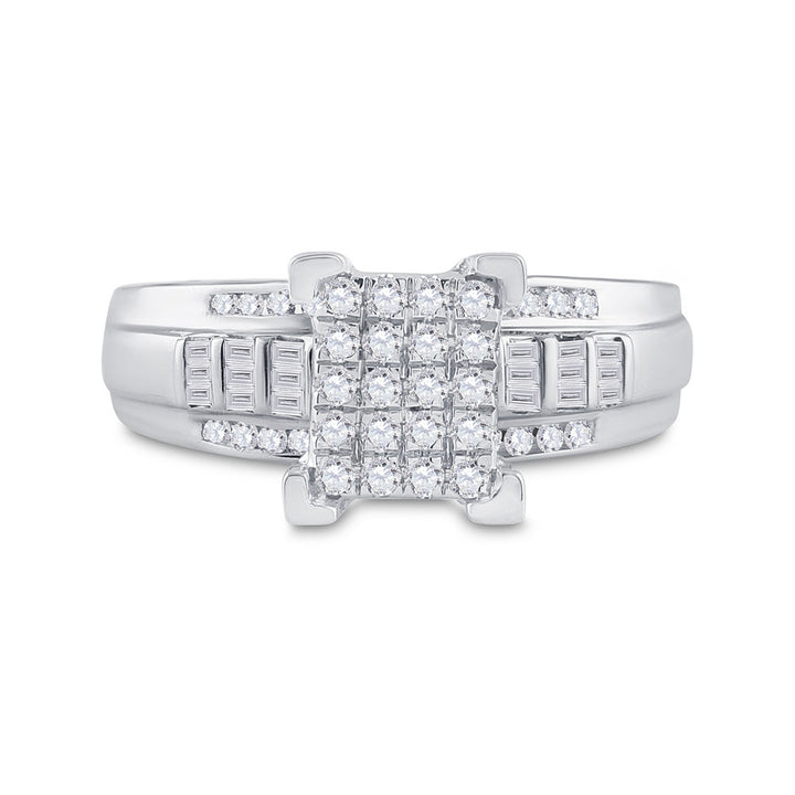 10kt White Gold Womens Round Diamond Cindys Dream Cluster Bridal Wedding Engagement Ring 1/2 Cttw 7 Daisy Joyeria