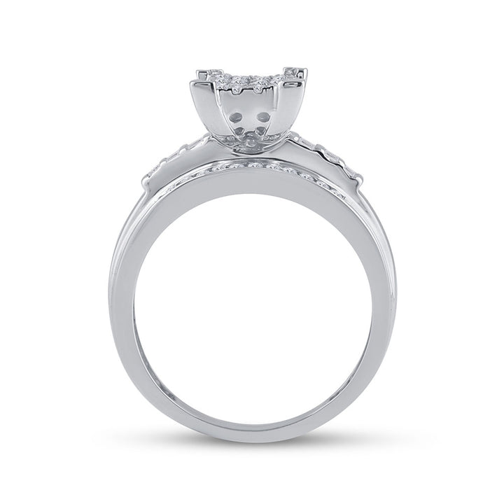 10kt White Gold Womens Round Diamond Cindys Dream Cluster Bridal Wedding Engagement Ring 1/2 Cttw 7 Daisy Joyeria