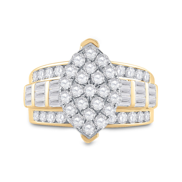 10kt Yellow Gold Womens Diamond Oval Cluster Bridal Wedding Engagement Ring 2.00 Cttw 7 Daisy Joyeria