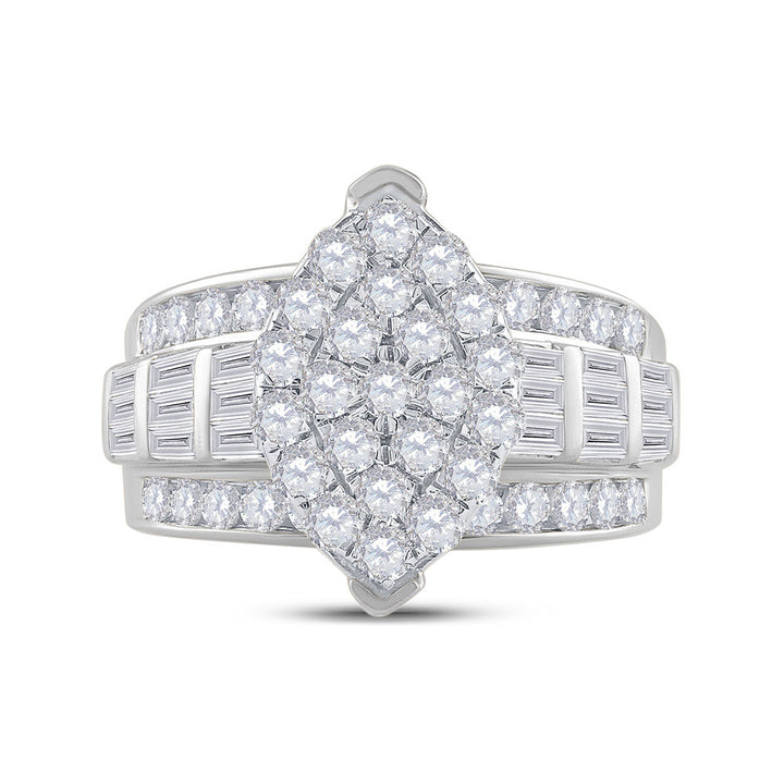 10kt White Gold Womens Diamond Oval Cluster Bridal Wedding Engagement Ring 2.00 Cttw 7 Daisy Joyeria