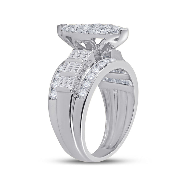 10kt White Gold Womens Diamond Oval Cluster Bridal Wedding Engagement Ring 2.00 Cttw 7 Daisy Joyeria