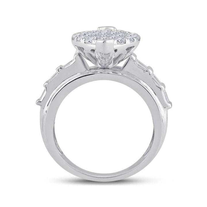 10kt White Gold Womens Round Diamond Oval Cluster Bridal Wedding Engagement Ring 3.00 Cttw 7 Daisy Joyeria