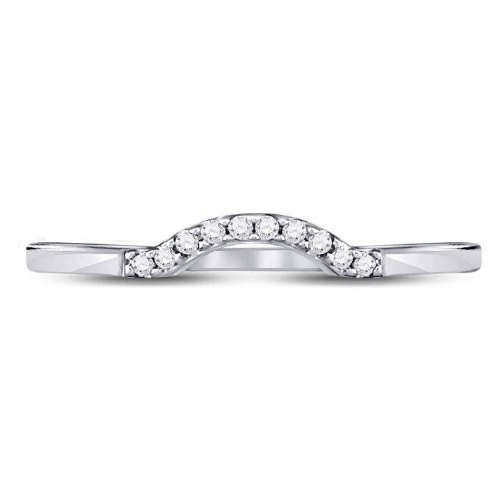 10kt White Gold Womens Round Diamond Contoured Solitaire Enhancer Wedding Band 1/20 Cttw 7 Daisy Joyeria