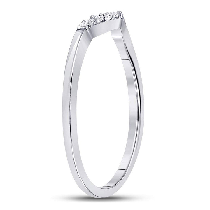 10kt White Gold Womens Round Diamond Contoured Solitaire Enhancer Wedding Band 1/20 Cttw 7 Daisy Joyeria