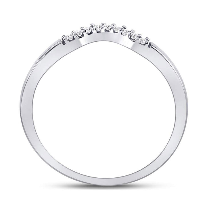 10kt White Gold Womens Round Diamond Contoured Solitaire Enhancer Wedding Band 1/20 Cttw 7 Daisy Joyeria