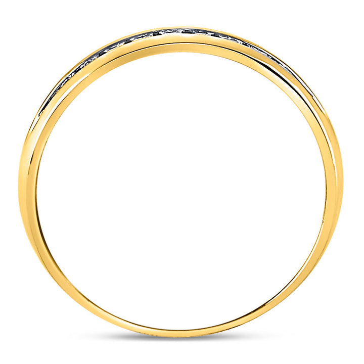 14kt Yellow Gold Mens Round Diamond Single-row Channel-set Wedding Band Ring 1/4 Cttw 10 Daisy Joyeria